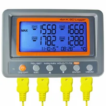 Wallmount Digital 4 Channel -328~2498 degree C/F K-Type Thermocouple 2GB SD Card Temperature Thermometer Logger 2018 dual channel digital thermometer temperature logger tester usb interface 1000 sets data kjtersn thermocouple mastech ms6514