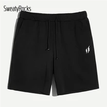 SweatyRocks Мужские шорты на талии с вышивкой молнии летние базовые шорты для спорта и отдыха Прямые повседневные шорты