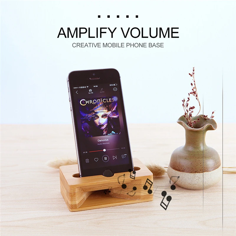 

OBSHI New-Arrival Simple Natural Wooden Desktop Mobile Phone Stand Bedside Amplifier Mobile Universal Phone Holder