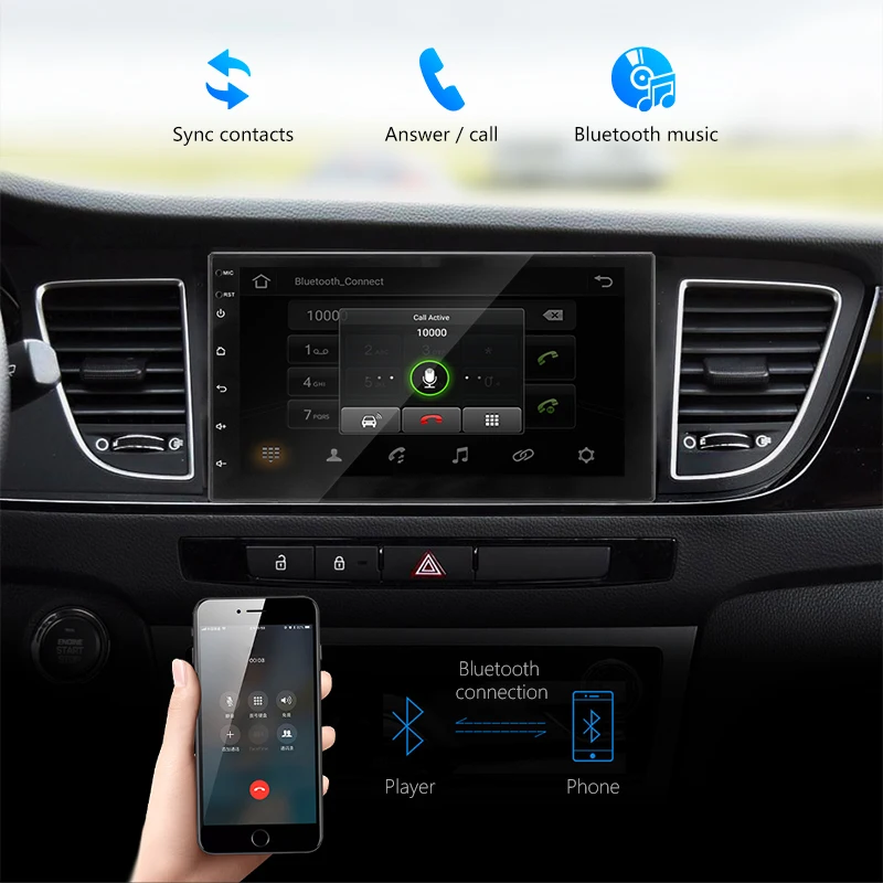 Android 8,1 2 Din 7 pulgadas HD pantalla táctil coche radio reproductor de vídeo Multimedia 4 núcleos Universal auto estéreo GPS mapa de enlace espejo