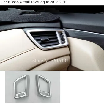 

Car Inner Cover Trim ABS Chrome Front Air Conditioning Outlet Vent 2pcs For Nissan X-Trail Xtrail T32/Rogue 2017 2018 2019 2020
