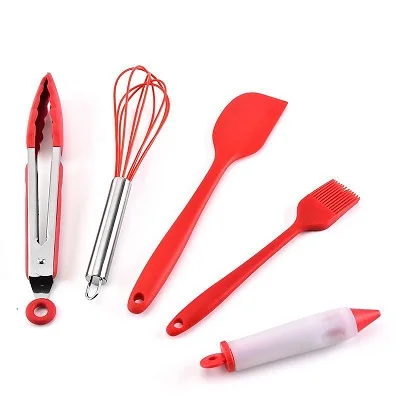 5pcs Red 10 шт., 5 шт., набор силиконовых кухонных принадлежностей, наборы кухонной посуды, принадлежности для выпечки, термостойкие кухонные принадлежности, набор кухонной посуды 224 - Цвет: 5pcs Red