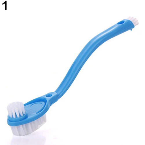 Длинные ручки двухголовые щетки для чистки обуви Ванная Кухня моющие инструменты - Цвет: Blue