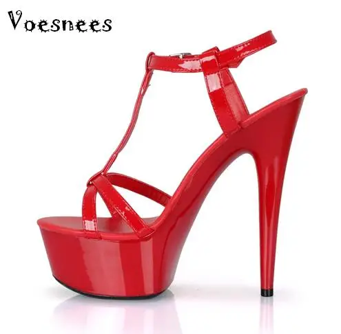 

Shoes 2018 Summer Fashion High-heeled Shoes Platform Thin Heels Sandals T Station Catwalk Belt Banquet Formal Dress Shoes Female