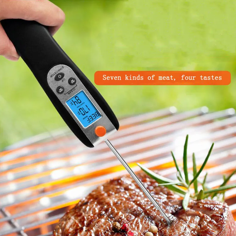 

Folding Digital Thermometer Probe Wireless Instant Reading Kitchen Cooking Food Thermometer Stainless Steel Probe Outdoor BBQ