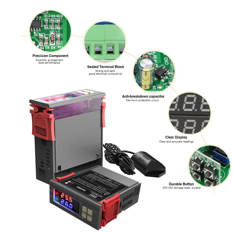 

AC 110V 220V 10A SHT2000 Digital Temperature Humidity Controller Freezer fridge Thermostat Incubator Therometer Hygrometer 230V