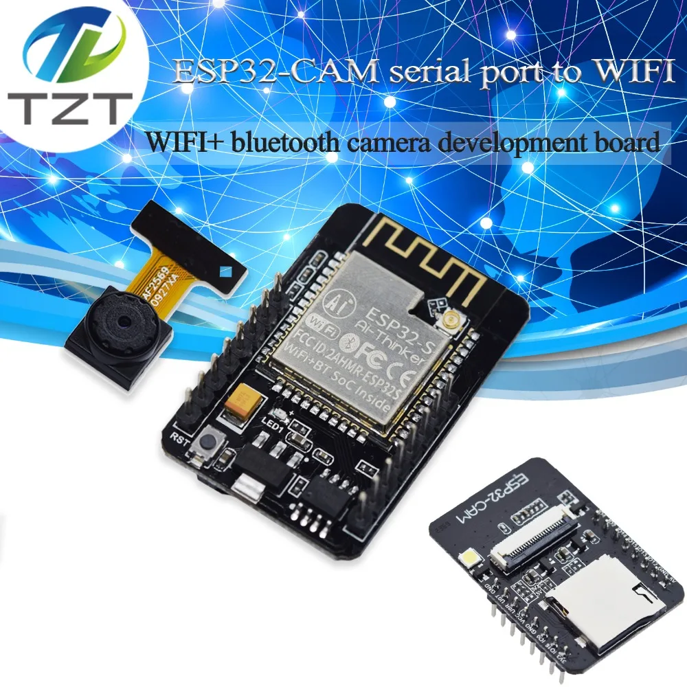 

TZT ESP32-CAM WiFi + Bluetooth Module Camera Module Development Board ESP32 with Camera Module OV2640 2MP For Arduino