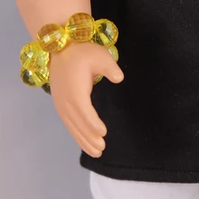 Doll Accessories Yellow Crystal Beads Bracelet Fit 18 inch American girl doll Children Best Birthday Gift