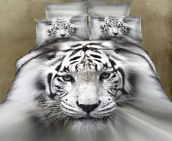 Горячая Распродажа 3D белый тигр животных Твин Король ПОЛНЫЙ двойной постельное белье Наволочка Набор пододеяльников для пуховых одеял