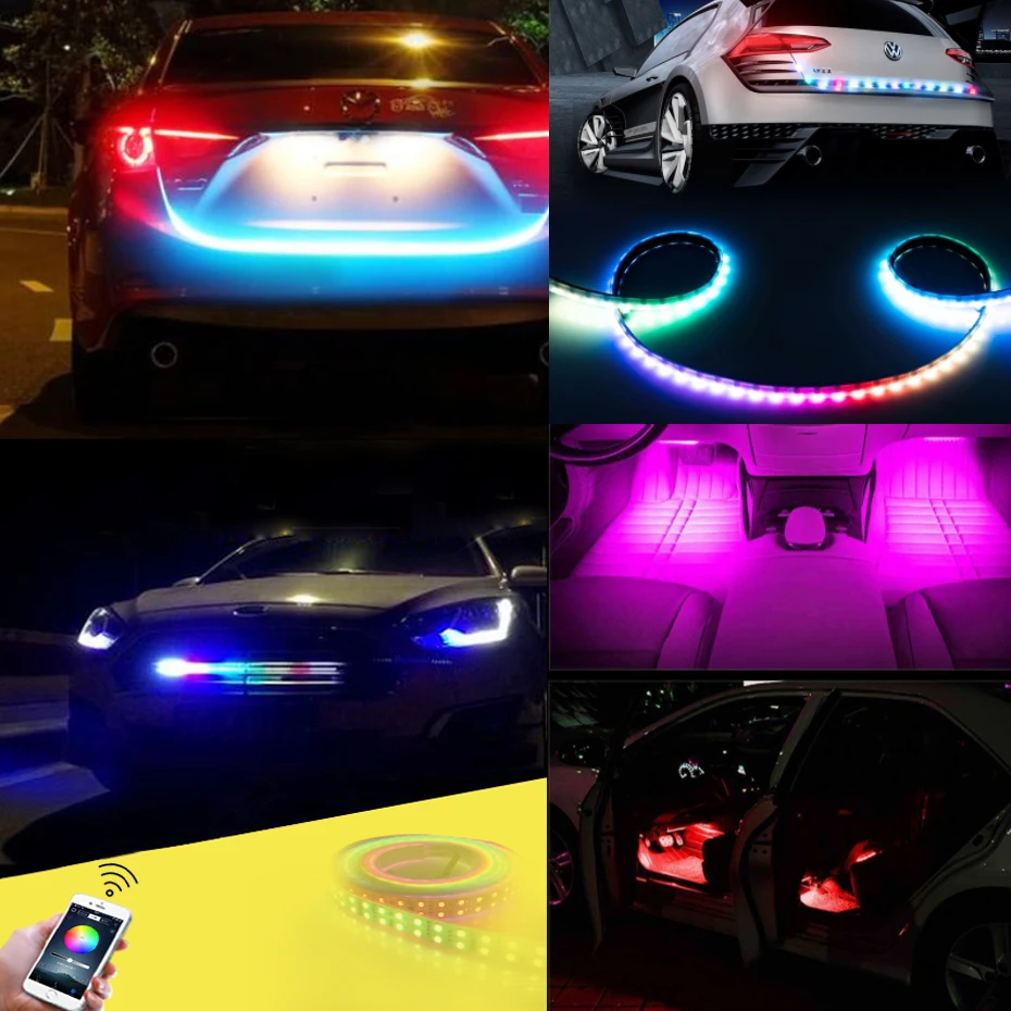 for toyota speedmaster signal lamp with streamer two way function white light and daytime running lights drl LED RGB Controller For Car Turn Tail Tailgate Streamer Warning LED Strip Light Bluetooth RF RGB Remote Controller With Decoder