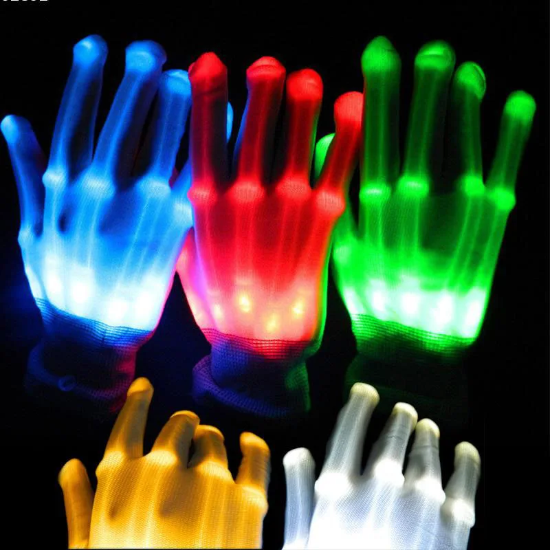 

1pcs Unique LED Luminous Gloves Lighting Flashing Finger Glow Flash Colorful Skeleton Gloves Dancing Club Props Party Supplies