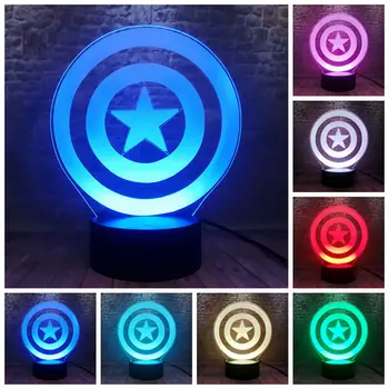 

Avengers Endgame Bouclier Captain America Figure 3D Illusion Nightlight LED 7 Colors Changing Light Marvel Shield Model Toys