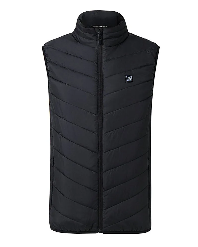 Мужская куртка с подогревом, легкий утепленный жилет с подогревом, спортивный жилет с USB подогревом, пуховый жилет, теплое пальто, зимняя мужская куртка - Цвет: Черный