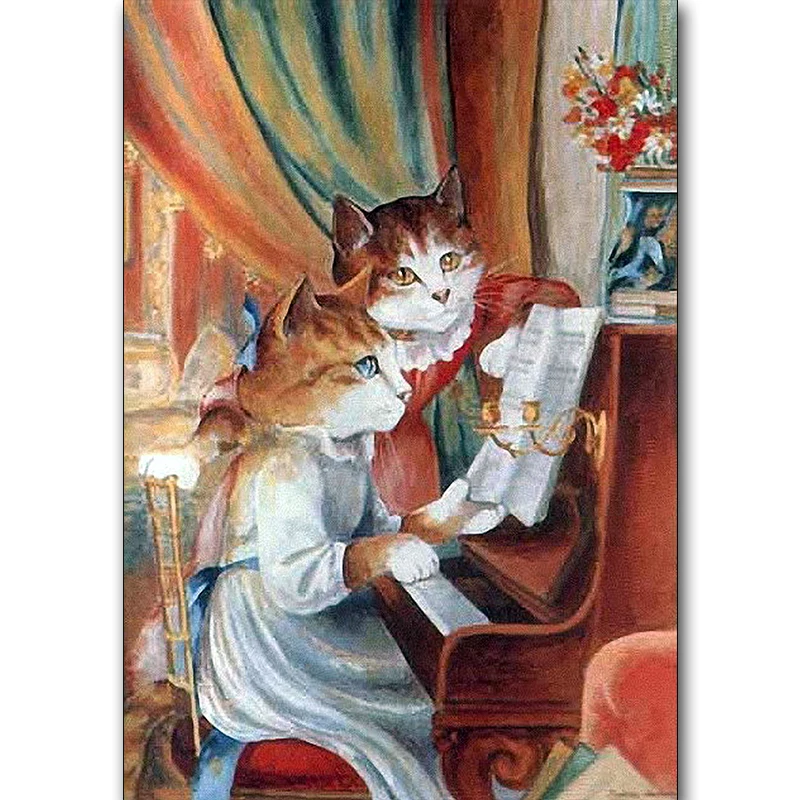 

Full Square/Round Drill 5D DIY Diamond Painting "Piano cat" Embroidery Cross Stitch Mosaic Home Decor Mosaic art Gift