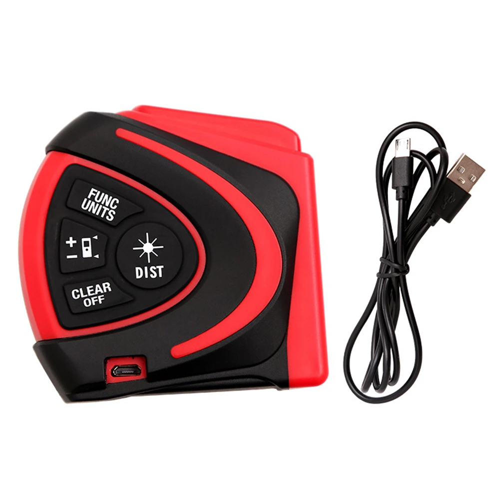 

2 In 1 Rechargeable Infrared Built In Battery LCD Display Port Distance Meter Measure High Accuracy USB Charging Digital Tape