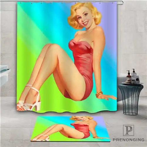 Пользовательские изображения pin up (1) Водонепроницаемый душ Шторы коврик для дома Ванна Ткань полиэстер для ванной разные размеры #2019-01-12-272