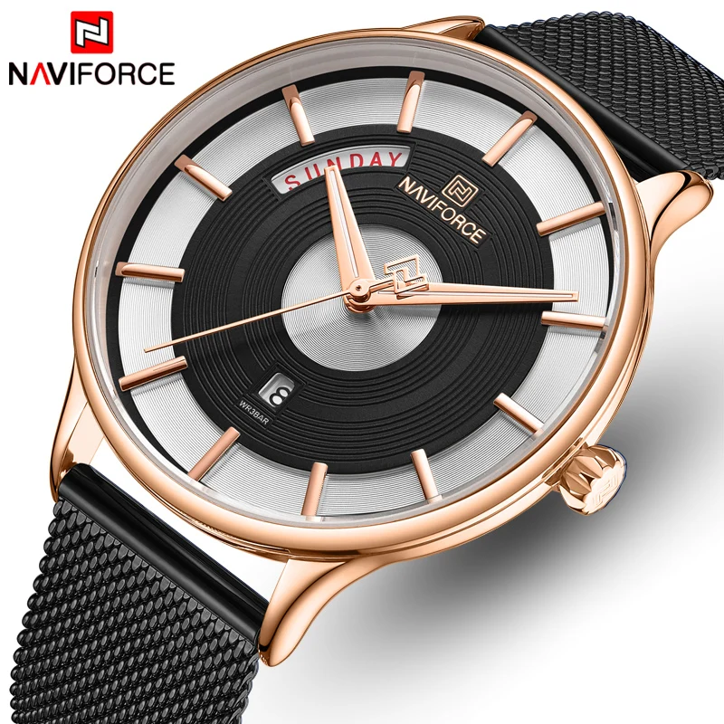 Часы NAVIFORCE Мужские кварцевые брендовые Роскошные модные деловые