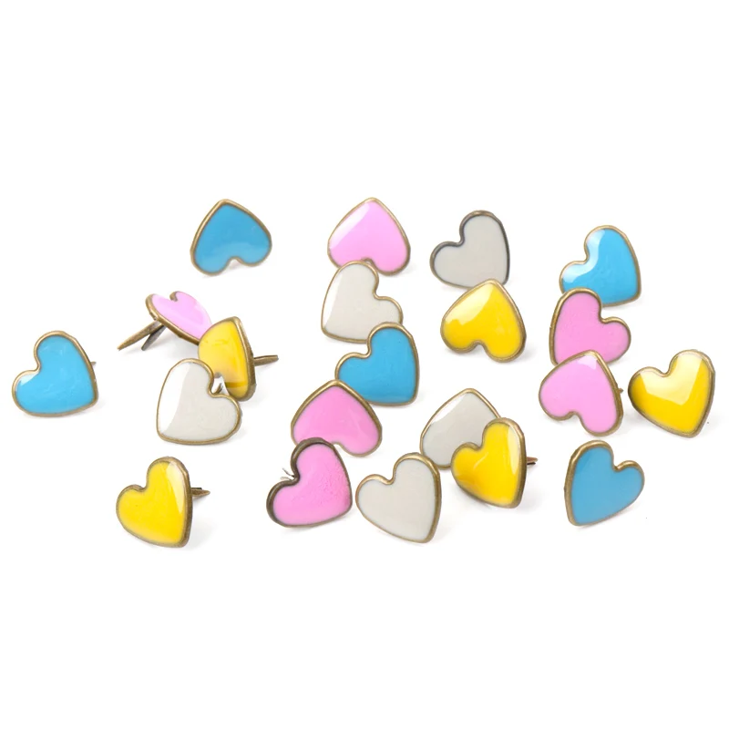 

Mixed Heart Brads Scrapbooking Embellishment Fastener Brads Metal Crafts For Diy handmade Decoration 16mm 20PCs MZ232-25