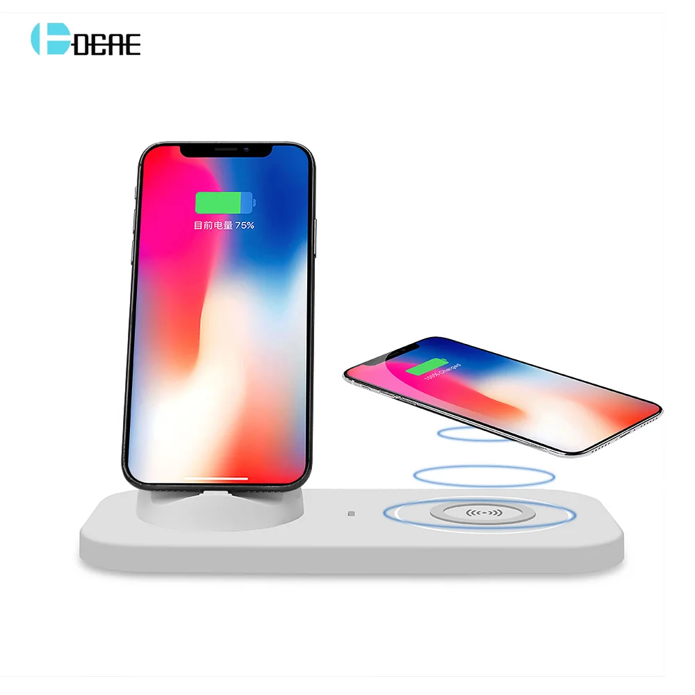 

DCAE 3 in 1 Charging Dock Holder For iPhone X 8 7 6 Wireless Charger Pad USB Data Sync Stand Station For Samsung S9 S8 S7 Xiaomi