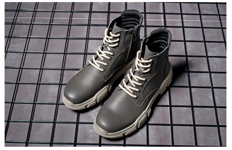 Men's Casual Motorcycle Ankle Boot Combat Leather Men Winter Boots Men Lace-up Desert Military Boots Mens Tactical Boots' Army (8)