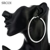 SRCOI 11,11 большие хрустальные серьги, обруч, серебро, круглые украшения для женщин ► Фото 1/6