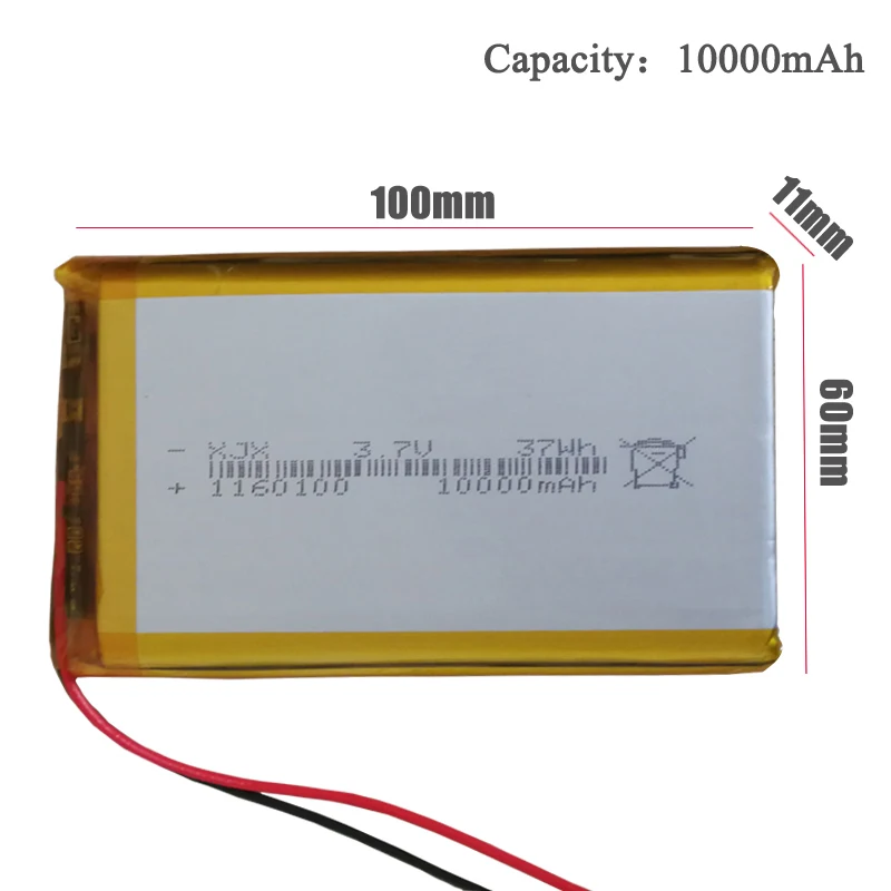 Новинка 1160100 Аккумулятор для планшетных ПК, Power Bank, MP4, GPS перезаряжаемый литий-полимерный аккумулятор 3,7 V 10000mAh