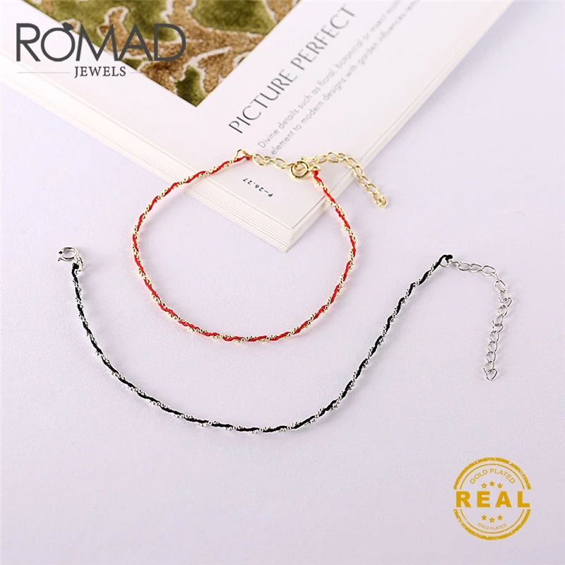 Браслеты ROMAD из стерлингового серебра 925 пробы для женщин, на удачу, красная веревка, серебряный браслет-цепочка, pulseira, подарок, свадебные ювелирные изделия, нарукавная повязка R4
