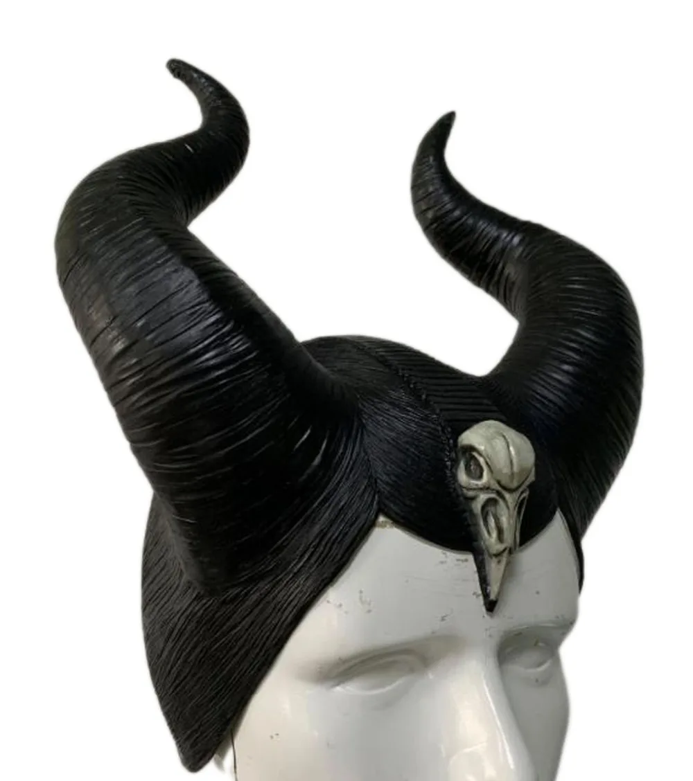 X-COSTUME, высокое качество, черный латексный головной убор Maleficent, черный головной убор для косплея, головные уборы для Хэллоуина, вечерние аксессуары для женщин