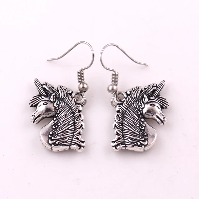 unicorn medieval unicorn magick love amulet symbol earring in drop