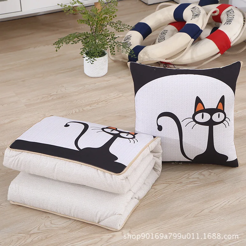 Подушка-одеяло 2 в 1, хлопковое теплое складное лоскутное одеяло с рисунком, для дома, офиса, автомобиля, подушка - Цвет: 11