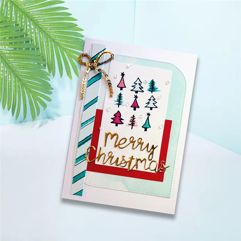 

GJCrafts Merry Christmas Sentiment Metal Cutting Dies Scrapbooking for Card Making DIY Embossing Cuts New Craft Die