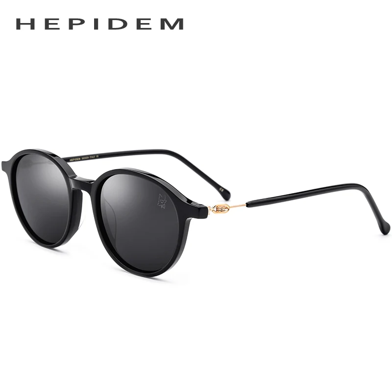 Ацетатные солнцезащитные очки для мужчин, модные брендовые дизайнерские поляризованные солнцезащитные очки, новые винтажные Ретро Круглые Солнцезащитные очки для женщин, очки без винтов - Цвет линз: Gold Gray