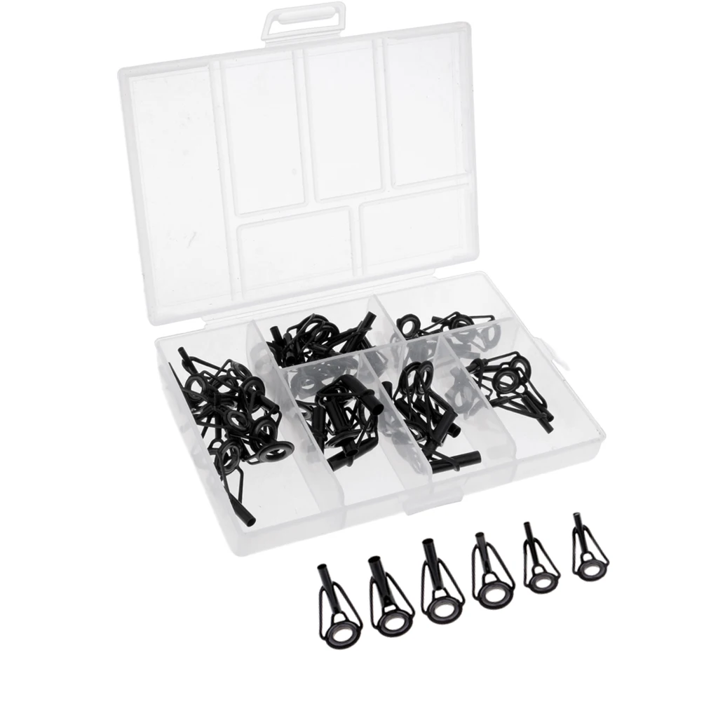 40Pcs Stainless Steel Fishing Rod Guides Ring Rod Repair Kit DIY Tips Rings Guías de pesca canne à pêche guides