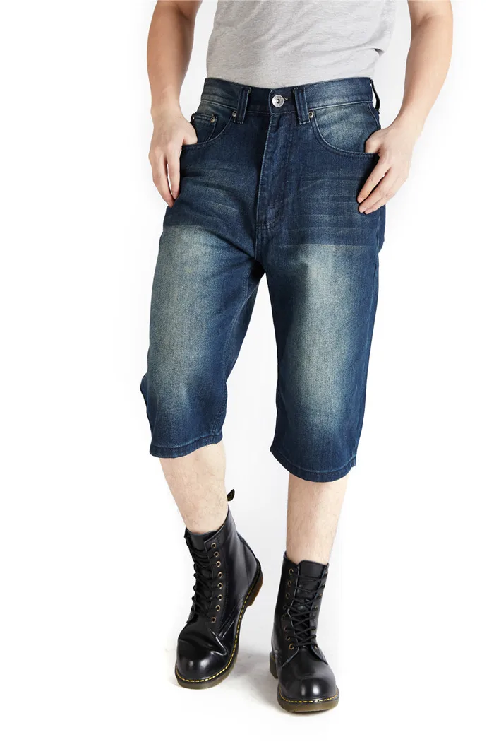 3/4 шорты мужские джинсовые шорты Для мужчин Винтаж уличная мода Марка NEW Fashion Hi Street джинсовые шорты мужские Мешковатые Свободные мужские бермуды большие Размеры 46 44