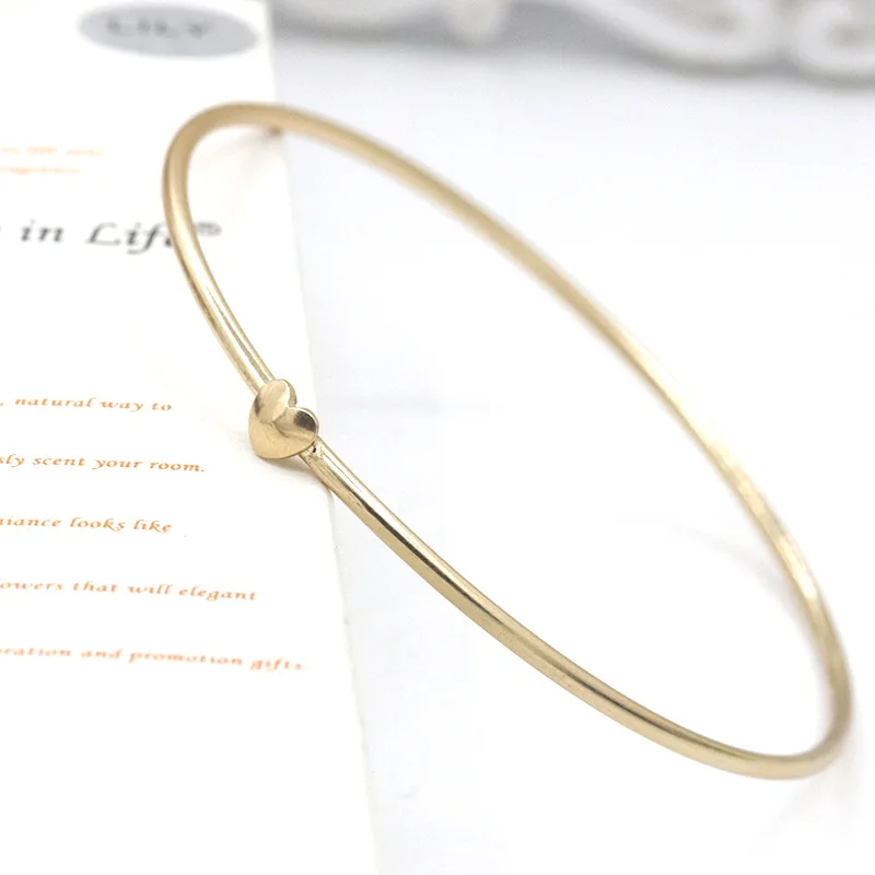 

Little Cute Heart Simple Metallic Golden Silver Thin Band Bracelets & Bangles for Women