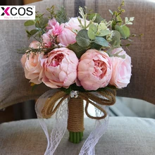 Розовый свадебный цветок, свадебные букеты,, романтическая брошь, букеты для подружек невесты, невесты, Ramos De Novia