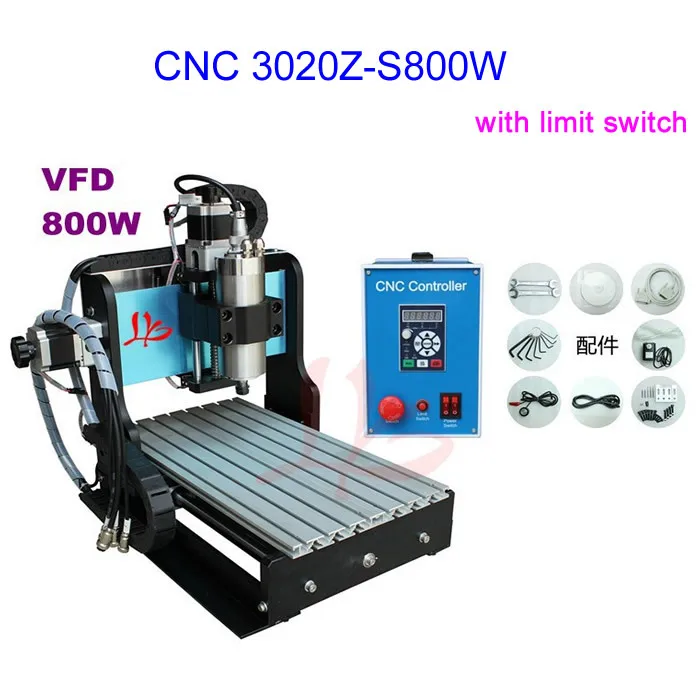 

Cheapest! Mini CNC 3020Z-S800W Router Engraver/Engraving Drilling and Milling Machine,water cooled with limit switch
