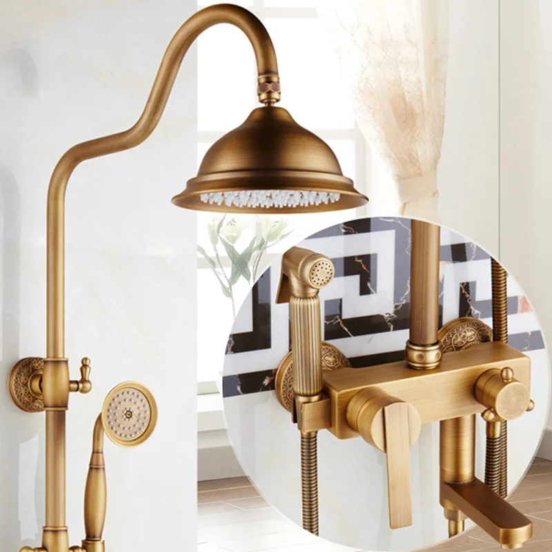 

2017 New Bathroom Bath Shower Faucet Set Rotate Tub Spout In-wall Shower Mixer Faucet Set with Hand Shower Toilet Flush Sprayer