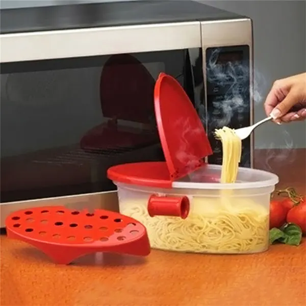 

Perfect Pasta Cooker Heat Resistant PP Boat Microwave Steamer Boat Strainer Pasta Microwave Kitchen Tools Spaghetti Bowl