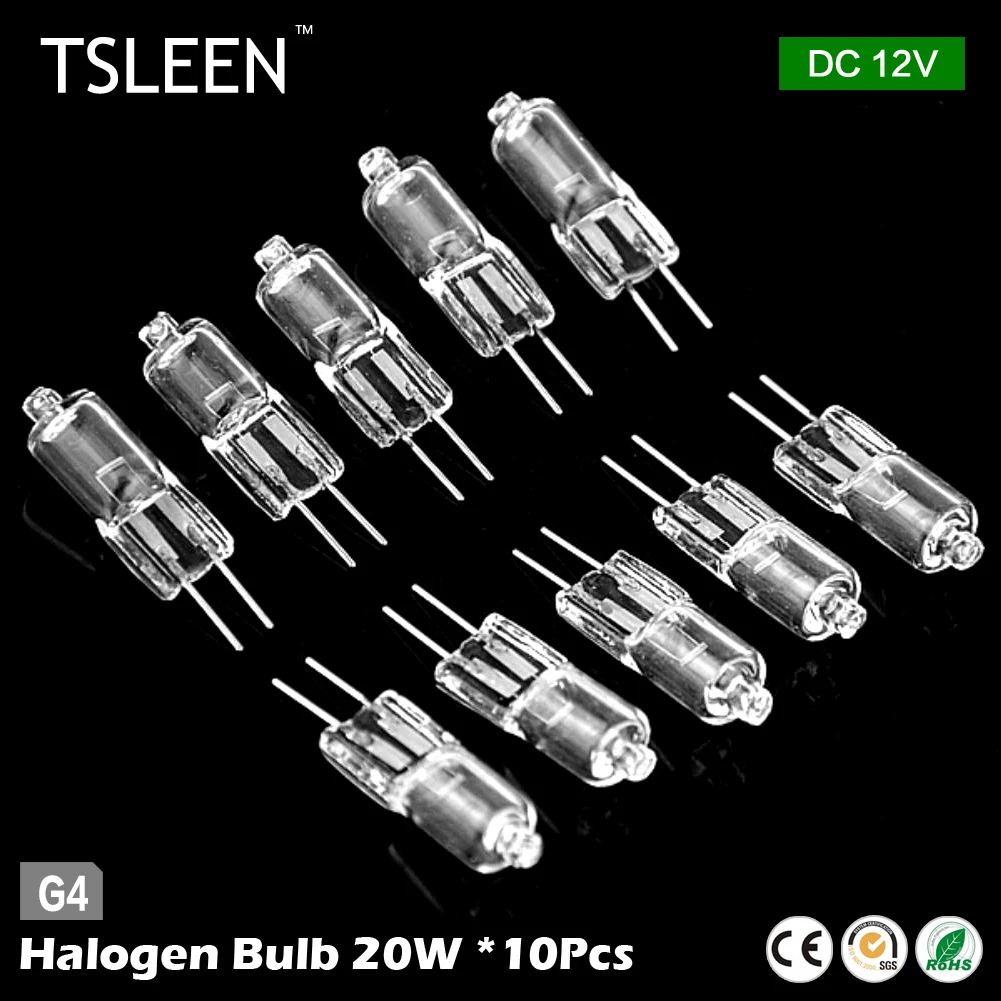

The cheapest! 10pcs/lot Hot Sale Super Bright Halogen Light G4 12V 20W g4 Tungsten Halogen Bulb Lamp Lighting Light Bulb