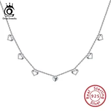 ORSA JEWELS подлинное 925 Серебряное ожерелье и подвеска в форме сердца Очаровательная подвеска блестящая роскошная женская Праздничная бижутерия SN120