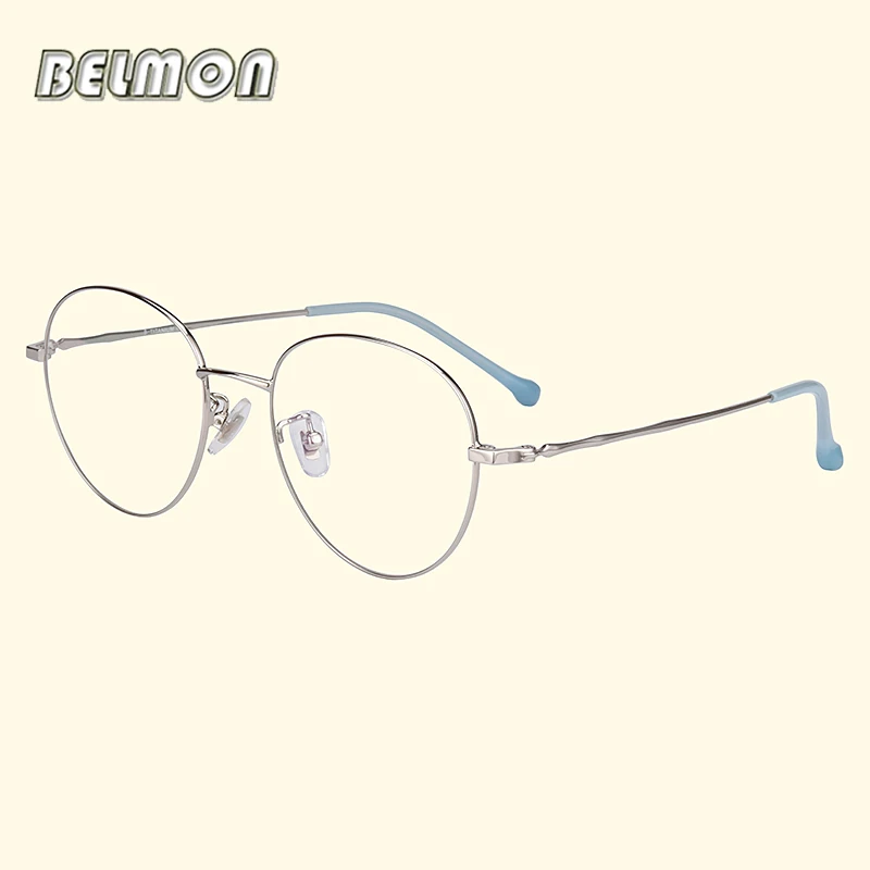

Belmon Titanium Spectacle Frame Women Vintage Round Prescription Eyeglasses Computer Optical Glasses Clear Lens Frame 8852