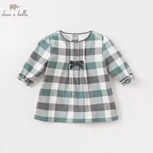 DB8711-2 dave bella/осеннее модное платье в клетку для маленьких девочек; детское платье для дня рождения; одежда для малышей
