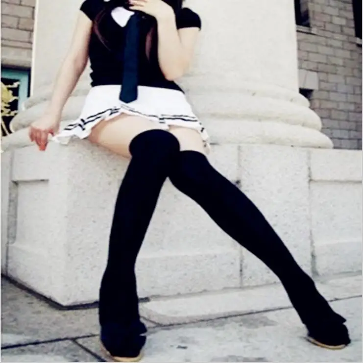 Чулки выше колена, хлопковые чулки до бедра, модные чулки