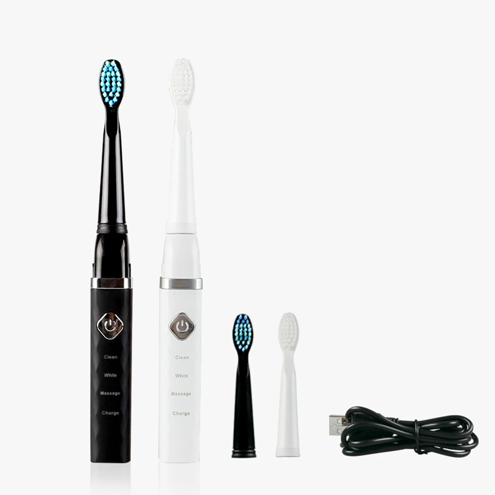 

Portable Sonic Electric Toothbrush USB Rechargeable Travel Electric Tooth Brush For Adult 2 Tooth Brush Heads 3 Cleaning Modes