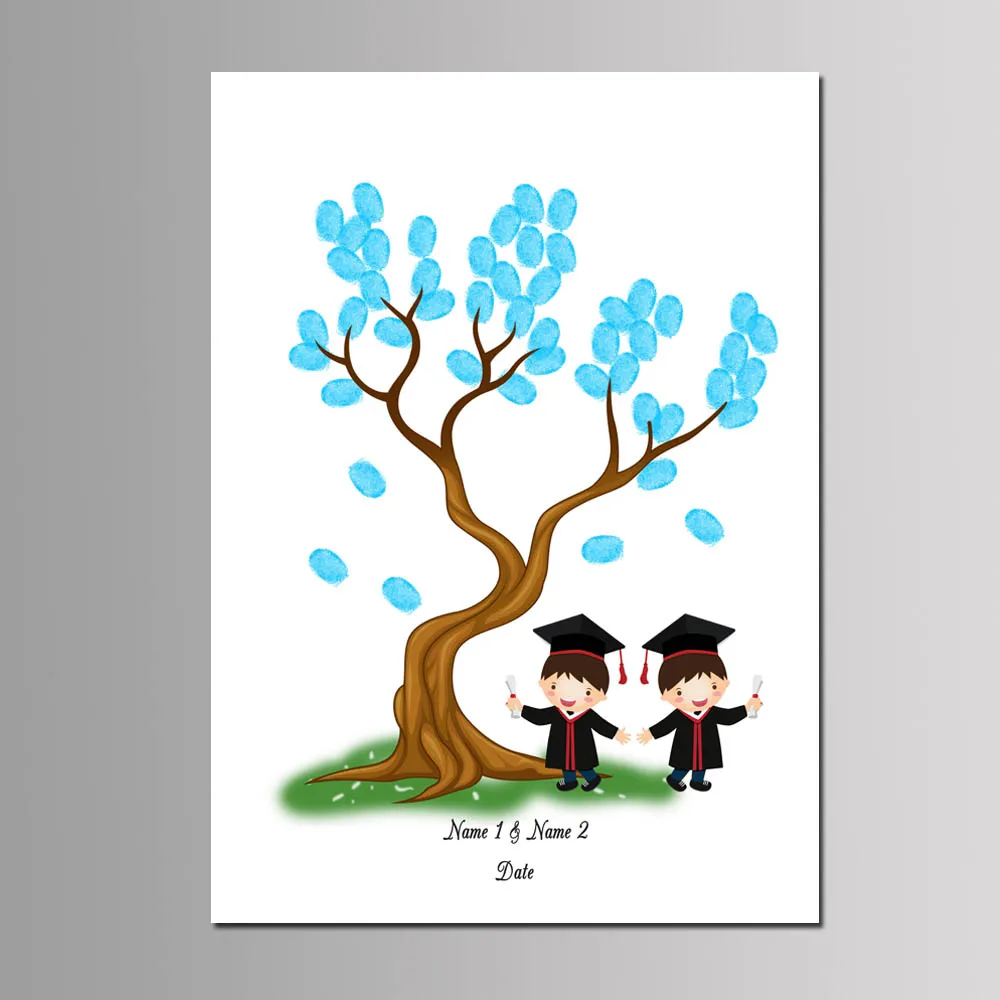 

Free Custom Kids Graduation Party Favor 40*60cm Fingerprint Guest Book Baby Baptism Decor DIY Tree Canvas Painting Kids Gift