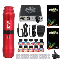 Полный новичок татуировки комплект моторная ручка машина США пистолет цвет чернила Электропитание Иглы