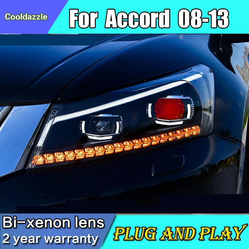 1 пара для Honda Accord светодиодный фары Биксеноновые линзы прожекторного типа 2008 2009