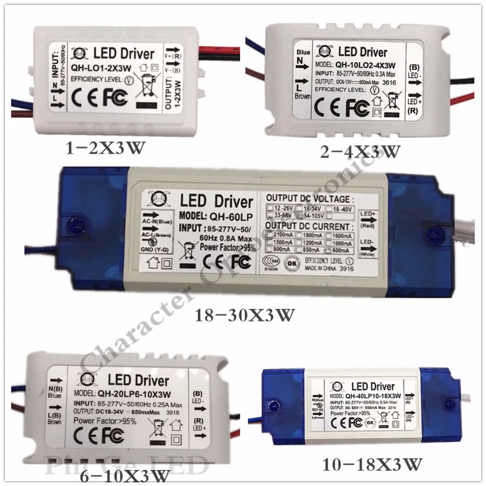 

1PCS 1-2X3W 2-4X3W 6-10X3W 10-18X3W 18-30X3W LED Driver Power Supply Transformer Light Power Supply F 3w LED Chip