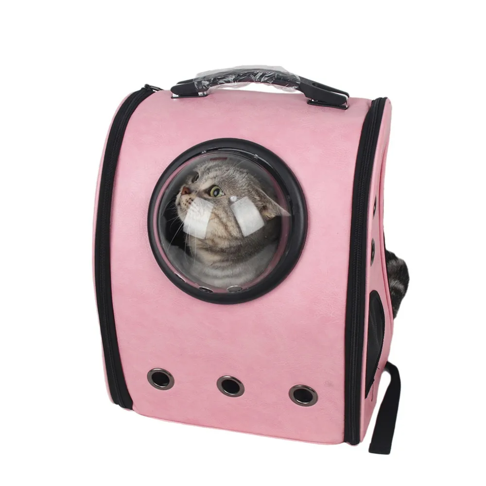 Cats Carriers Backpack PU Leather Space Bag for Cats Small Dogs Pet